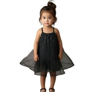 Jessica Simpson Black Sheer Sparkle Outer Layer Sleeveless Dress Size 2T
